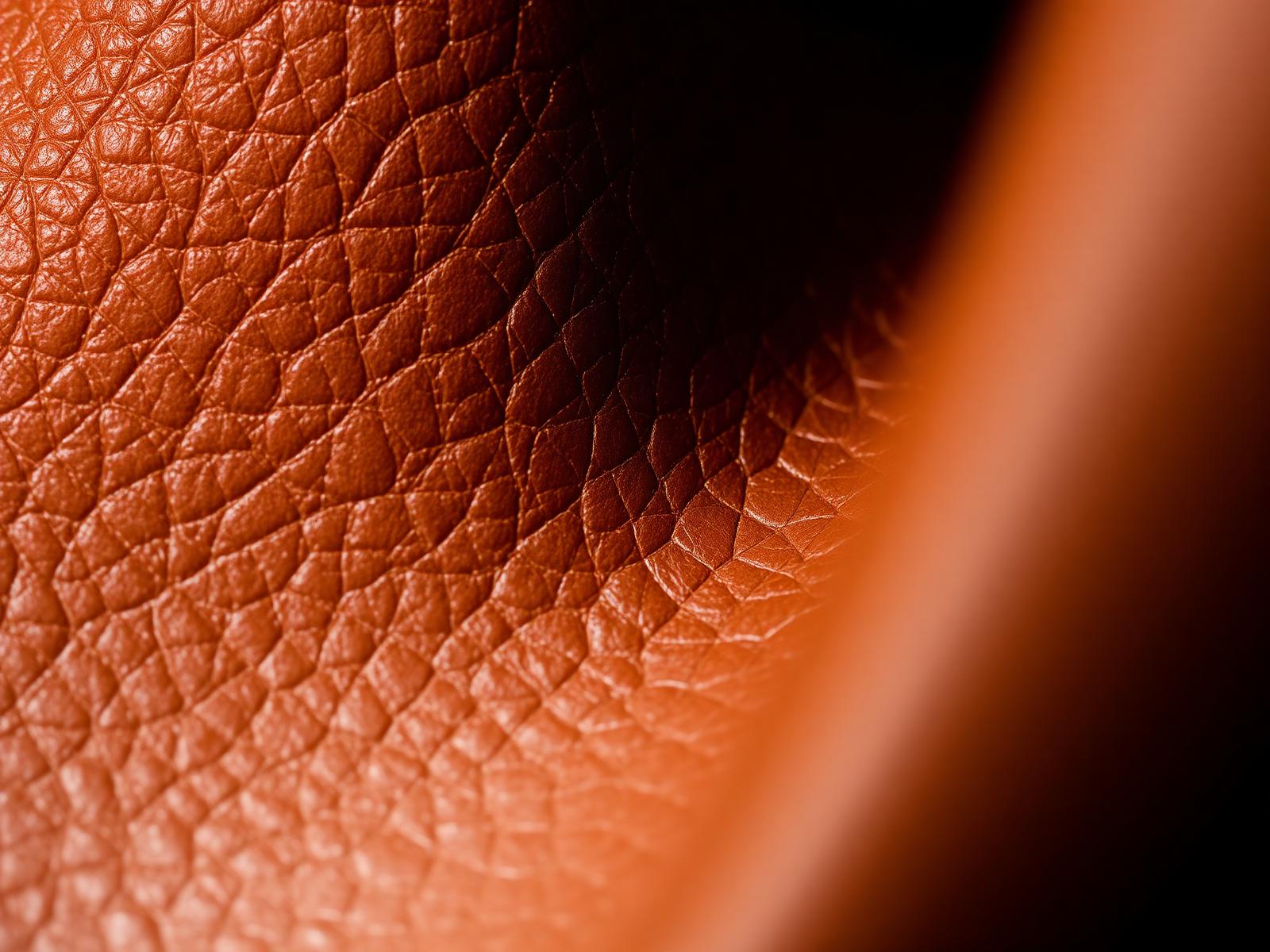 Close-up of full-grain Tuscan leather texture